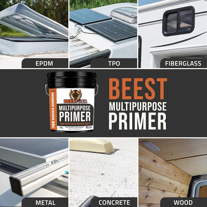 BEEST Multi-Purpose Primer - Gray, 1 Gallon Covers up to 250 Sq Ft| Liquid Rubber Deck Coating - Elastomeric Roof Coating - Water-Based, High-Adhesion Bonding Primer for Concrete, Metal, Wood, TPO - Image 4